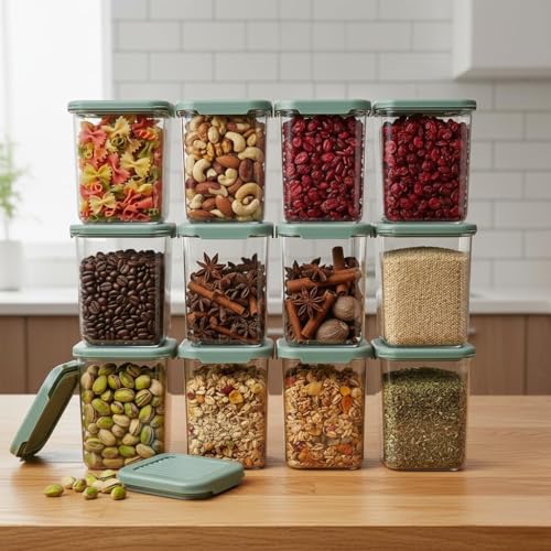 Raawan Plastic Storage Containers Set for Kitchen | Leak-Proof Pantry Organizers for Grains, Pulses, Cereals, and Dry Fruits | Durable, Space-Saving Design (6, 1100) - Image 3