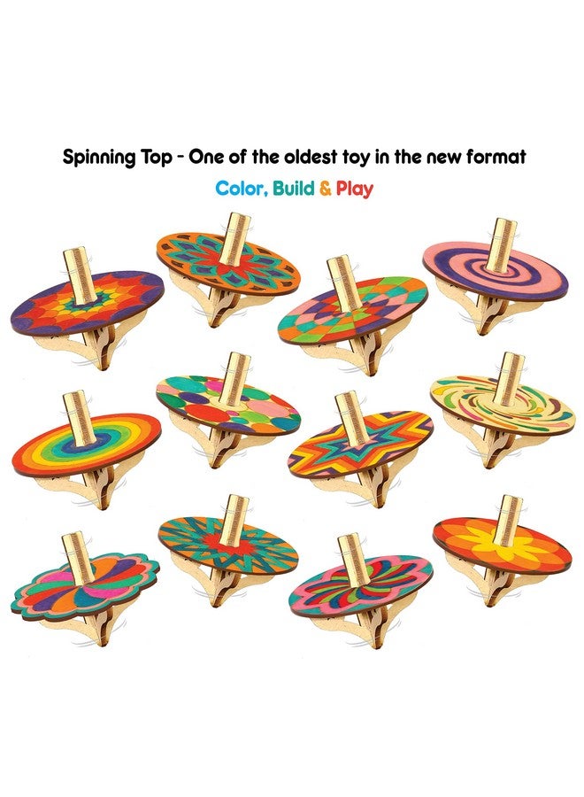 فنفينشين مجموعة ألعاب Funvention DIY Spinning Tops (فن Mandal) عبوة من 24 قطعة - بناء، تلوين، لعب، أنشطة تلوين فنية وحرفية، هدايا عيد ميلاد، مجموعة هدايا حفلات للأطفال (2 قطعة علوية و8 ألوان لكل عبوة) - Image 4