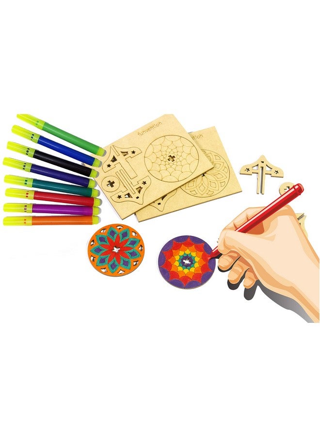 فنفينشين مجموعة ألعاب Funvention DIY Spinning Tops (فن Mandal) عبوة من 24 قطعة - بناء، تلوين، لعب، أنشطة تلوين فنية وحرفية، هدايا عيد ميلاد، مجموعة هدايا حفلات للأطفال (2 قطعة علوية و8 ألوان لكل عبوة) - Image 3
