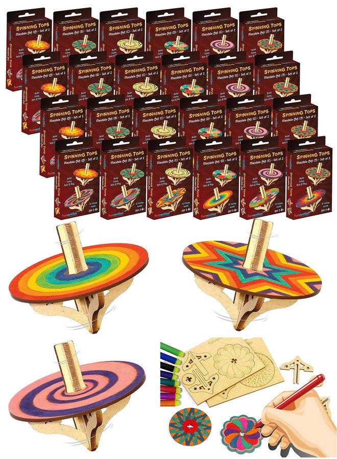 فنفينشين مجموعة ألعاب Funvention DIY Spinning Tops (فن Mandal) عبوة من 24 قطعة - بناء، تلوين، لعب، أنشطة تلوين فنية وحرفية، هدايا عيد ميلاد، مجموعة هدايا حفلات للأطفال (2 قطعة علوية و8 ألوان لكل عبوة) - Image 1