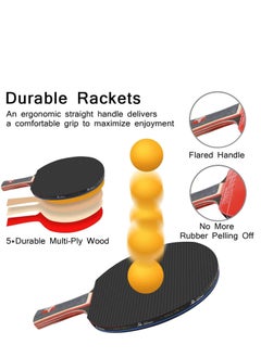 DMG TECH Table Tennis Paddle Set, with Retractable Ping Pong Net, 4 Professional Table Tennis Rackets, 2 Balls, Storage Case, Ideal Indoor and Outdoor Table Tennis Rackets Set Family Fun, Gift  - Image 4
