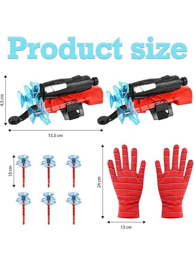 Launcher Glove, 2 Sets Child Spider Gloves + 6 Darts Suction Cup, Hero Launcher, Spider Web Launcher, Glove Toys, Plastic Cosplay Gloves for Children - Image 2