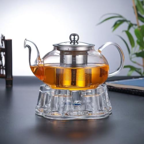 Luxtea Crystal Teapot Heating Base Glass Teapot Warmer In Heart Shape Heat Resistant for Heating Tea or Beverages - Image 5