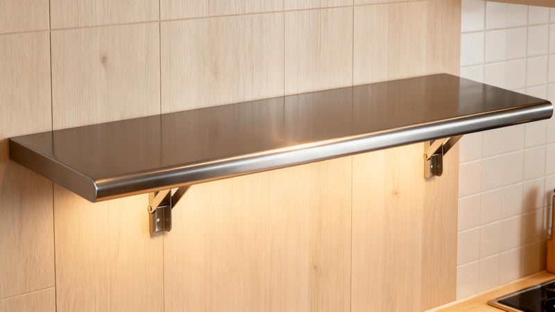 Picesa Concession Shelf 48"L x 12"Wï¼Œ22 gauge ASTM 304 Stainless Steel Folding Serving Food Shelves ï¼ŒWall Mount Shelving , Stainless Steel Shelf For Food Truck, grill area,BBQ working table, Restaurant .NSF - Image 1