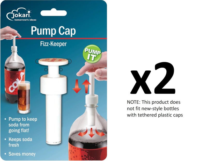 Jokari Fizz Keeper Pump Cap 2 Liter/Lt Soda Pop Bottles Saves Carbonation 2-Pack - Image 2