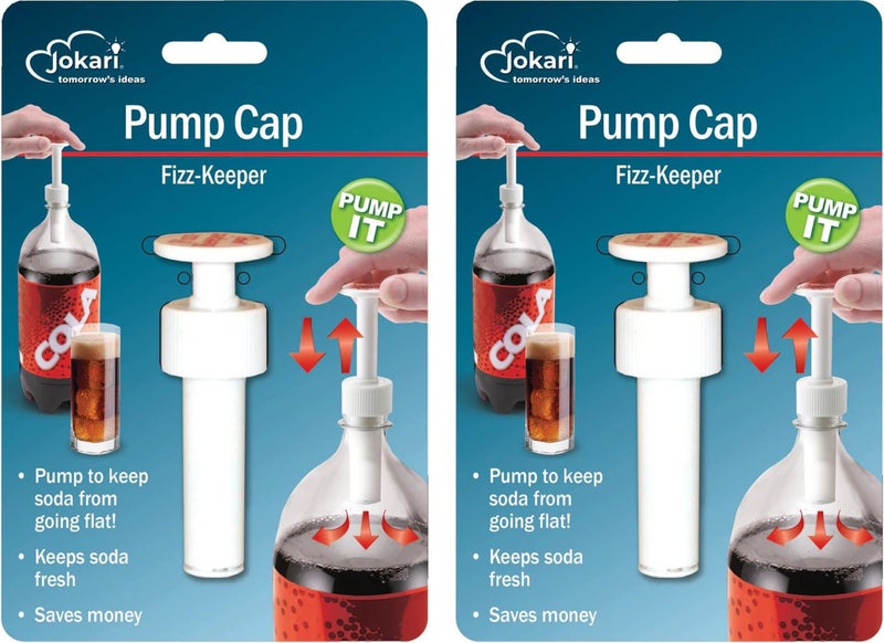 Jokari Fizz Keeper Pump Cap 2 Liter/Lt Soda Pop Bottles Saves Carbonation 2-Pack - Image 1