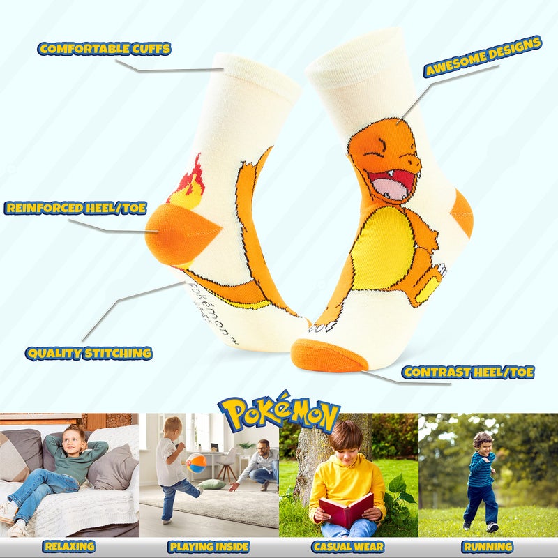 Pokemon Boys Socks 5 Pack Pikachu Ankle Socks Stretchy Breathable Crew Socks for Boys Girls Teenagers Women Gifts (Multi, 12.5, 4) - Image 5