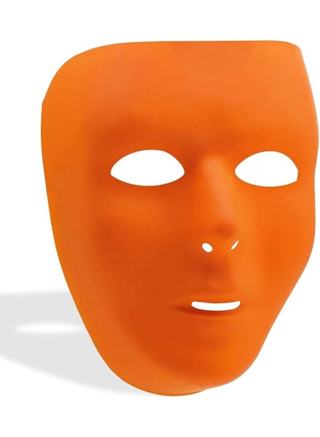 Amscan Solid Color Plastic Full Face Mask, 8.5" x 6.5", Orange - Image 1