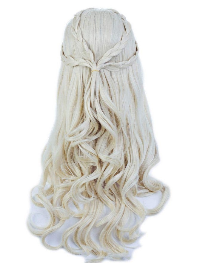 Angelaicos Women'S Long Wavy Blonde Wig Halloween Costume Cosplay Party Braids Wigs - Image 4