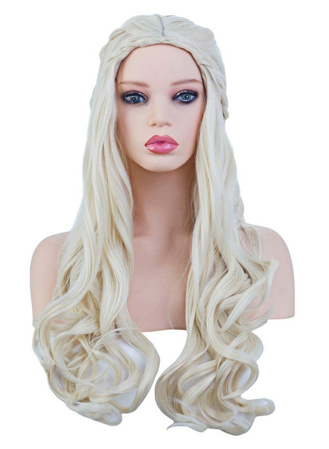Angelaicos Women'S Long Wavy Blonde Wig Halloween Costume Cosplay Party Braids Wigs - Image 3