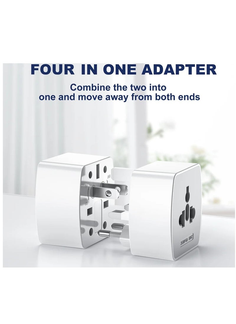 LDNIO Z4 Universal Plug Adapter ABS VO With UK/EU/US/AU Pin & 2 Universal Socket (6A) - White  - Image 2