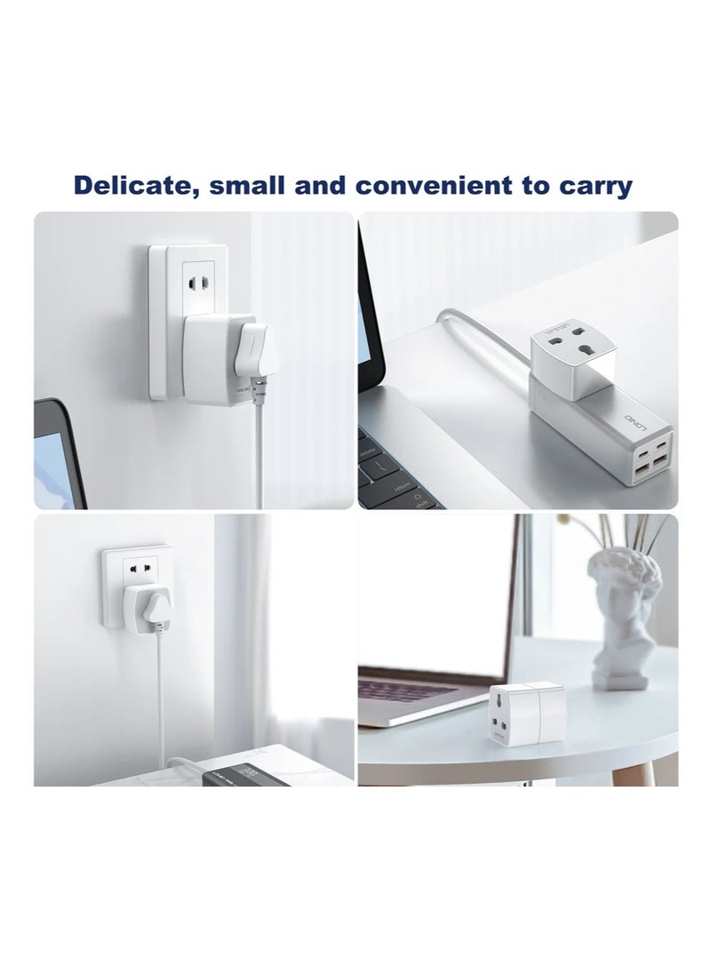 LDNIO - Z4 Universal Plug Adapter ABS VO With UK/EU/US/AU Pin & 2 Universal Socket (6A) - White - Image 1