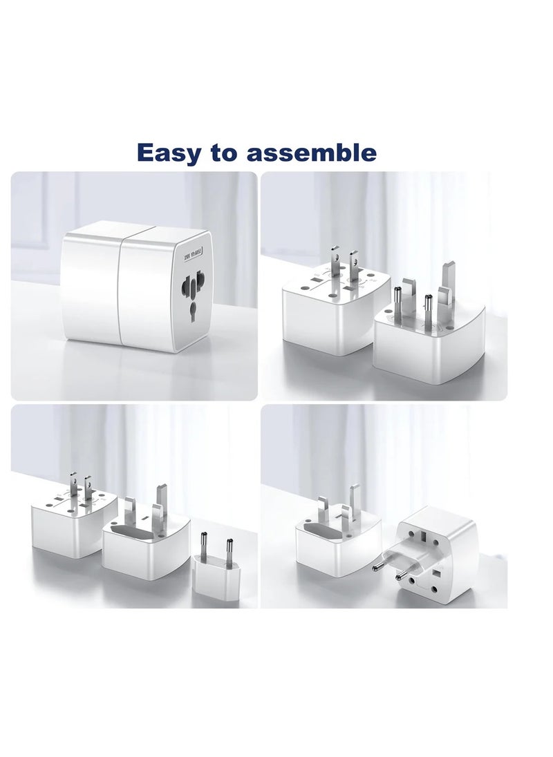 LDNIO - Z4 Universal Plug Adapter ABS VO With UK/EU/US/AU Pin & 2 Universal Socket (6A) - White - Image 1