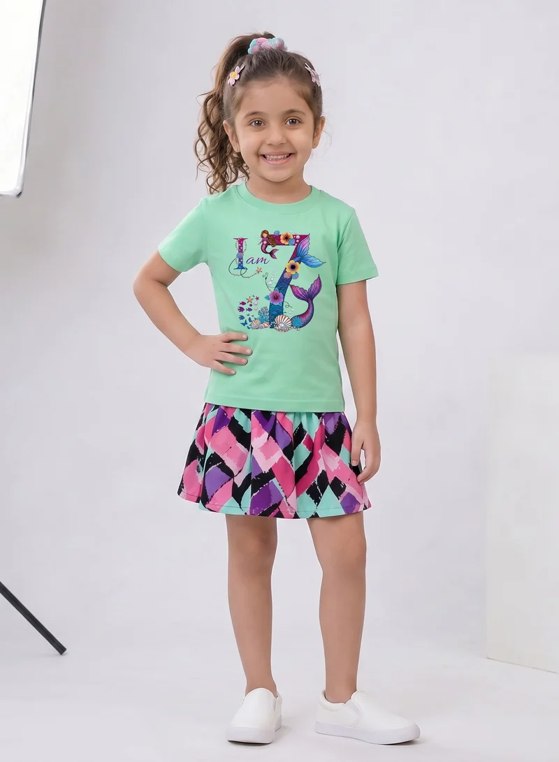 Funkaar Mermaid 7th Birthday T-Shirt for Girls | "I Am 7" Design | Soft Combed Cotton