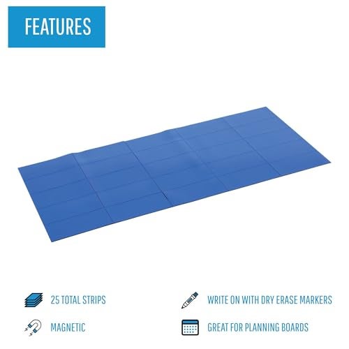 MasterVision Blue Dry Erase Rectangular Colored Magnets, 25 Count, Color Coding Magnetic Tape Strips, 0.875" x 2" (FM2401) - Image 3