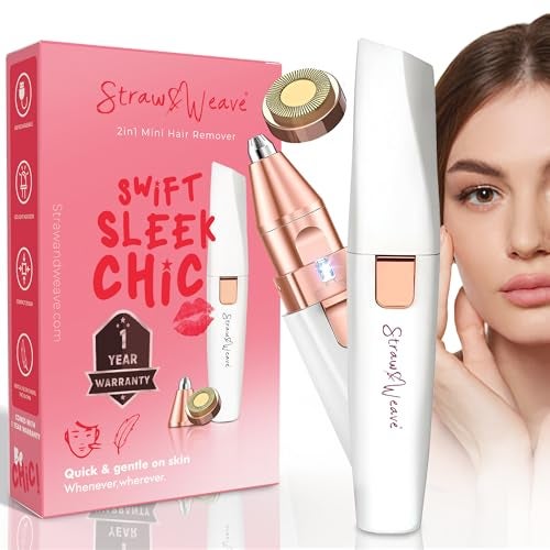 STRAW&WEAVE Facial Hair Removal Machine | Eyebrow Trimmer & Epilator | Trimmer For Women Private Part | 2 In 1 Trimmer 400 mAh Battery 1 Year Warranty | Painless Hair Removal Machine | Nose Hairs Remover - Image 1
