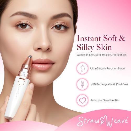STRAW&WEAVE Facial Hair Removal Machine | Eyebrow Trimmer & Epilator | Trimmer For Women Private Part | 2 In 1 Trimmer 400 mAh Battery 1 Year Warranty | Painless Hair Removal Machine | Nose Hairs Remover - Image 3