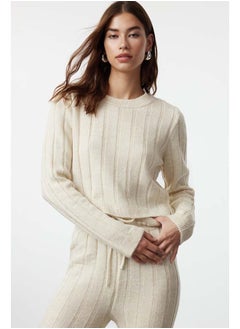 trendyol Beige Crop Soft Texture Knitwear Bottom-Top Set TWOAW25AU00038  - Image 2