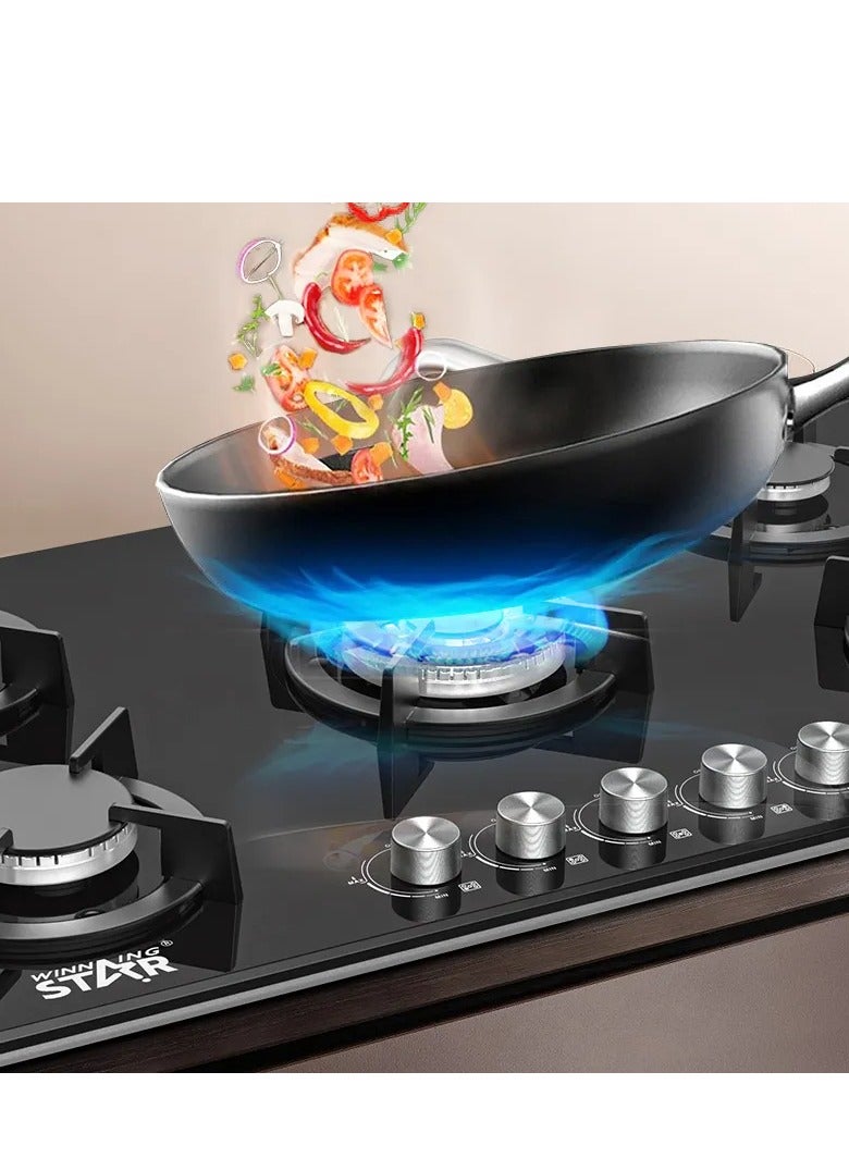Winning Star WINNINGSTAR ST-5660 Hot Selling Black Tempered Glass 5 Burner Gas Cook Tops Kitchen Stove  - Image 2