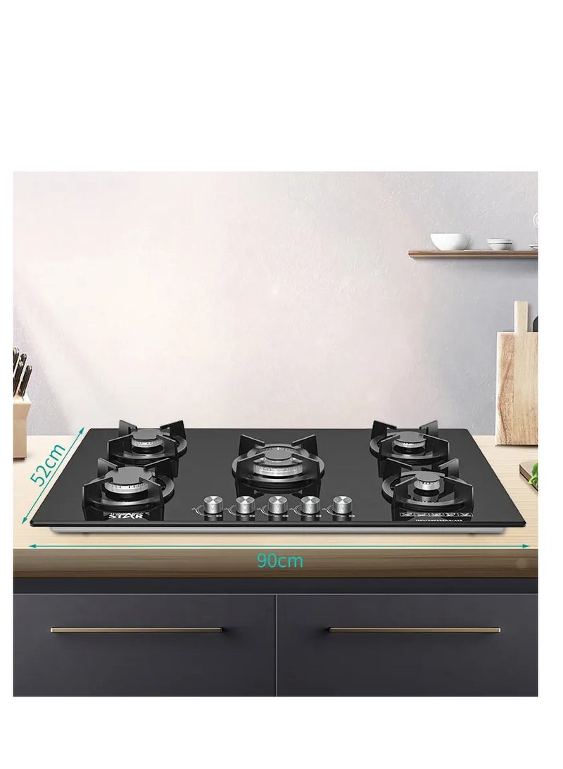 Winning Star WINNINGSTAR ST-5660 Hot Selling Black Tempered Glass 5 Burner Gas Cook Tops Kitchen Stove  - Image 3