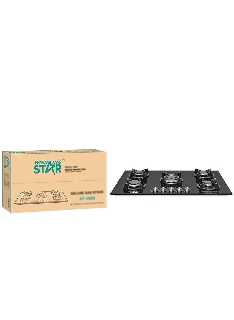 Winning Star WINNINGSTAR ST-5660 Hot Selling Black Tempered Glass 5 Burner Gas Cook Tops Kitchen Stove  - Image 5