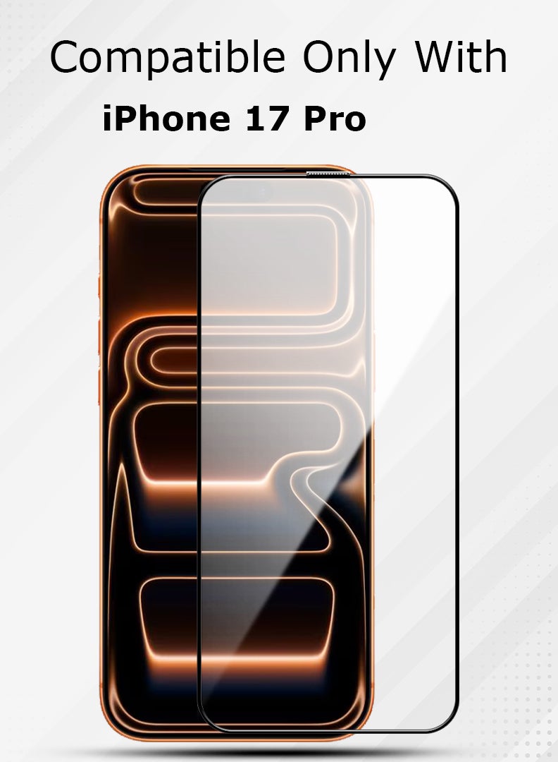 Case Up حماية شاشة لجهاز آبل آيفون 17 برو 6.3 بوصة زجاج مقسى بصلابة 9H، تركيب سهل بدون فقاعات، تغطية كاملة، مقاوم للخدوش وحساس للمس - Image 2