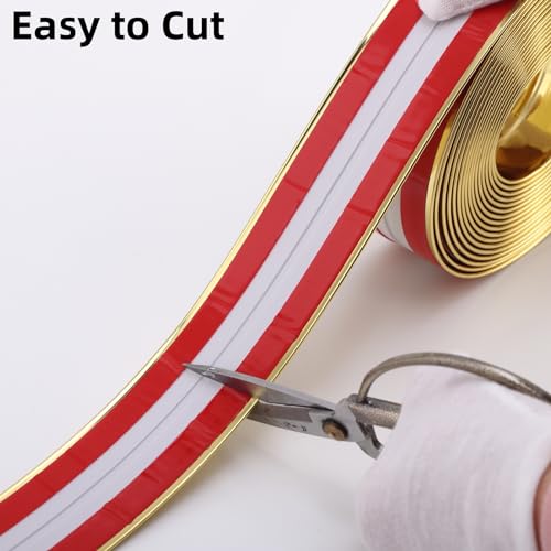 Trimold Multifunctional Wall Molding Trim & Corner Guards & Caulk Strip, Apply in Table Edge Door Frame Baseboard for Protection and Decoration, Shiny Gold, 16.4ft x 0.8in - Image 3