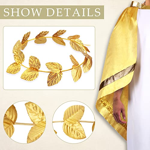 SATINIOR 2 PCS Halloween Greek Costume White Roman Toga Adult Toga Costume Tunic with Leaf Crown Headdress Laurel Wreath(M) - Image 4