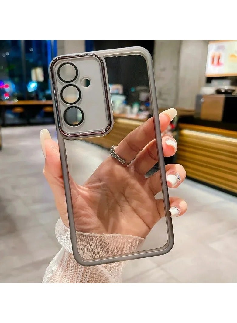 جراب شفاف من السيليكون لهاتف Galaxy S24 Plus مع واقي للعدسة، أسود شفاف