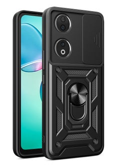 Generic Case Cover Shockproof Windows Protective Case with Camera Protection and Metal Ring Compatible with Oppo A78 4G (Black)  - Image 1