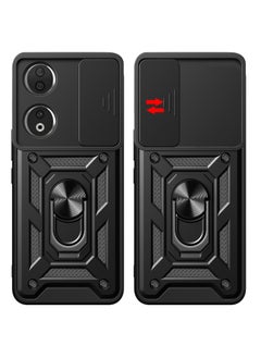 Generic Case Cover Shockproof Windows Protective Case with Camera Protection and Metal Ring Compatible with Oppo A78 4G (Black)  - Image 2