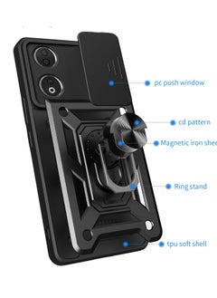 Generic Case Cover Shockproof Windows Protective Case with Camera Protection and Metal Ring Compatible with Oppo A78 4G (Black)  - Image 3