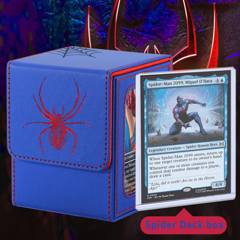 Stepane Commander Deck Box for MTG with double display windows,Card Storage Box Fits 120+ Single sleveed Cards,Magnetic Card Box with 2 Dividers&2 Toploaders for TCG Blue/Red - Image 2