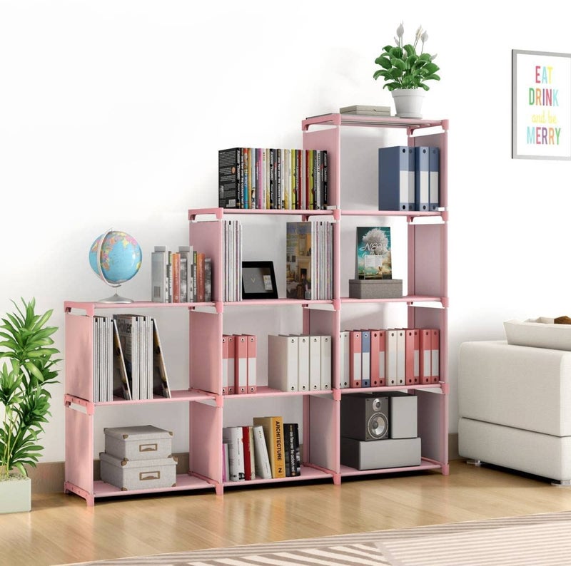 Jaffix Book Self – 9 Layer Portable Book Shelf, Baby Books Racks for Home, Bookshelf for Home,Book Cabinet,Book Shelves, Book Stand, Bookshelf Organiser, Book Rack (Cherry-Pink, 9-Cases) - Image 1