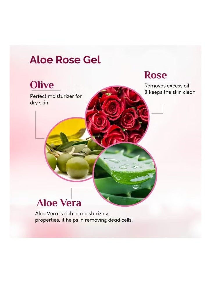 KAZIMA Aloe Rose Gel With Pure Aloe Vera, Olive & Vitamin E For Face, Skin & Hair - Moisturizing, Sunburn, Acne Scars, Wrinkles & Dark Circles (500gm) - Image 3