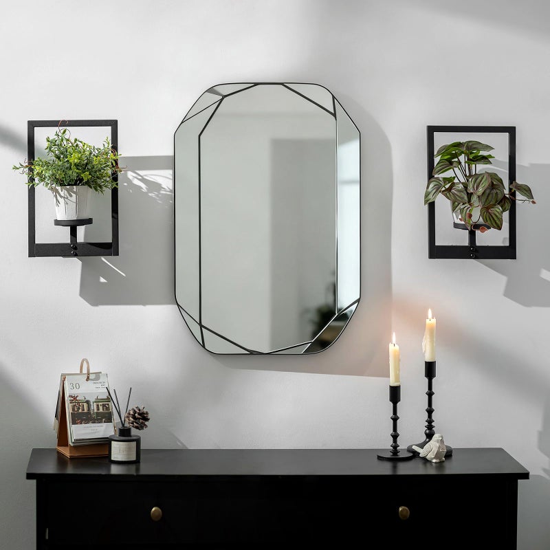 Walasis Black Candle Sconces Wall Decor: Set of 2 Metal Morden Style Frame Wall Candle Holder with Hurricane - Wall Mounted Minimalism Decorations for Living Room Hallway - Image 2