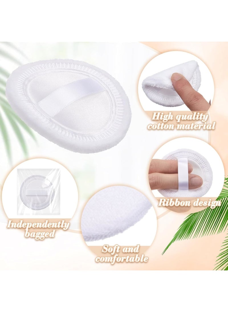 SYOSI Cotton Powder Puff Bulk, Washable Round Makeup Puff with Ribbon for Face and Body Cosmetic Application, Soft Reusable Dusting Puffs 6cm, 40 Pcs White - Image 4