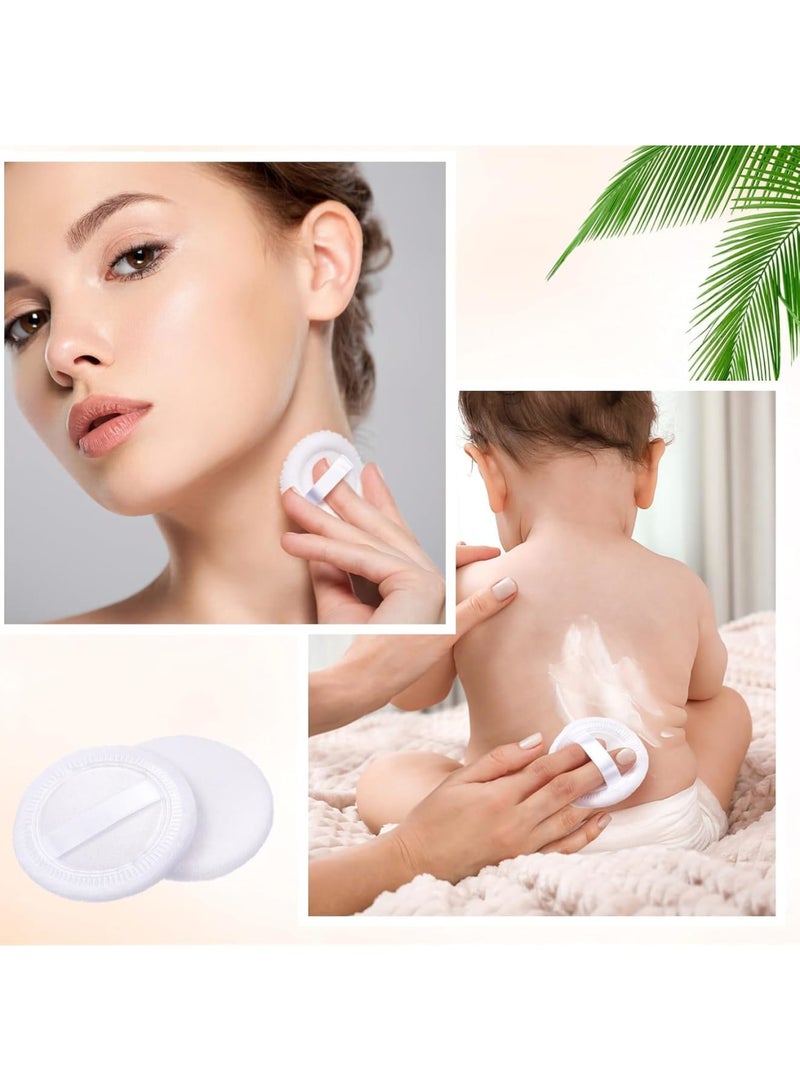 SYOSI Cotton Powder Puff Bulk, Washable Round Makeup Puff with Ribbon for Face and Body Cosmetic Application, Soft Reusable Dusting Puffs 6cm, 40 Pcs White - Image 5