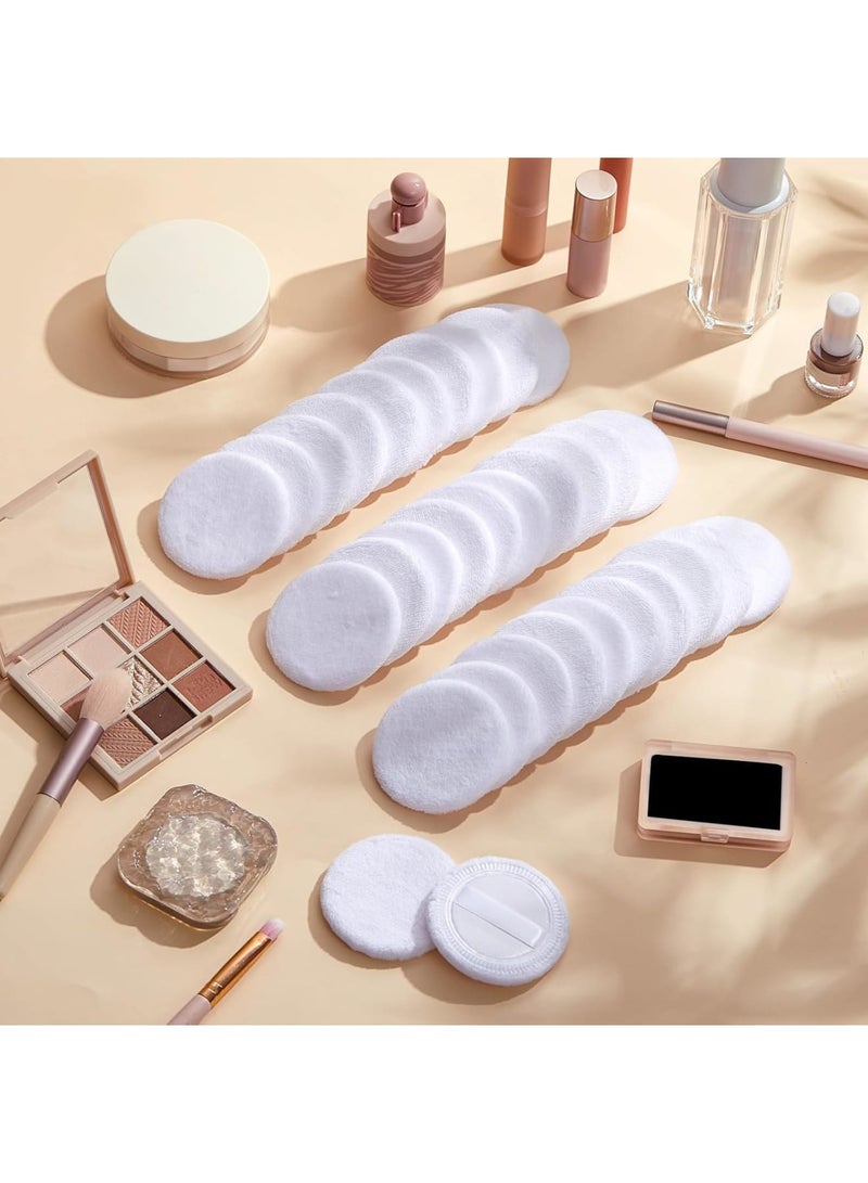 SYOSI Cotton Powder Puff Bulk, Washable Round Makeup Puff with Ribbon for Face and Body Cosmetic Application, Soft Reusable Dusting Puffs 6cm, 40 Pcs White - Image 2