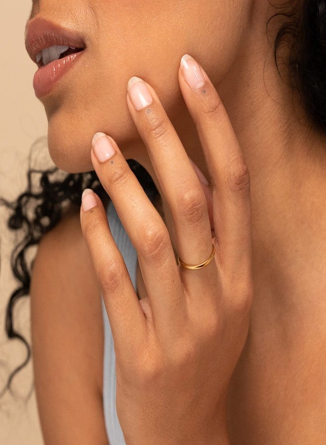 NOKMIT 1mm/1.5mm 14K Gold Plated Rings Stacking Rings for Women Girls Stackable Thin Gold Ring Plain Statement Band Comfort Fit Size 5 to 10, 8, Metal, No Gemstone, - Image 3