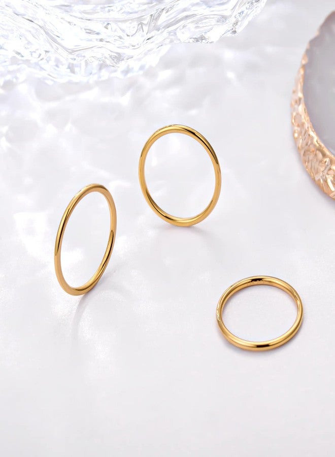 NOKMIT 1mm/1.5mm 14K Gold Plated Rings Stacking Rings for Women Girls Stackable Thin Gold Ring Plain Statement Band Comfort Fit Size 5 to 10, 8, Metal, No Gemstone, - Image 5