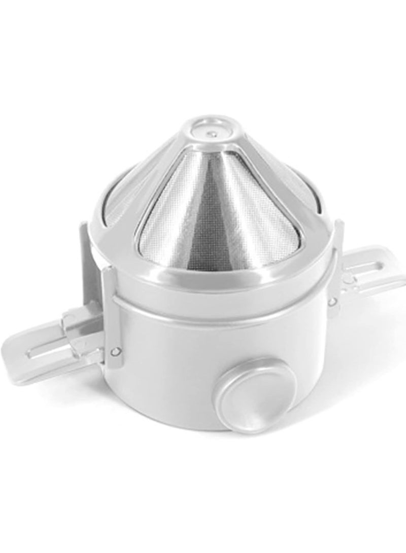 Pour Over Coffee Filter, Portable Stainless Steel Reusable Coffee Dripper Cone - Mini Collapsible Paperless Single Serve 1-2 Cup Coffee Maker for Travel Camping Offices Backpacking (White)  - Image 1
