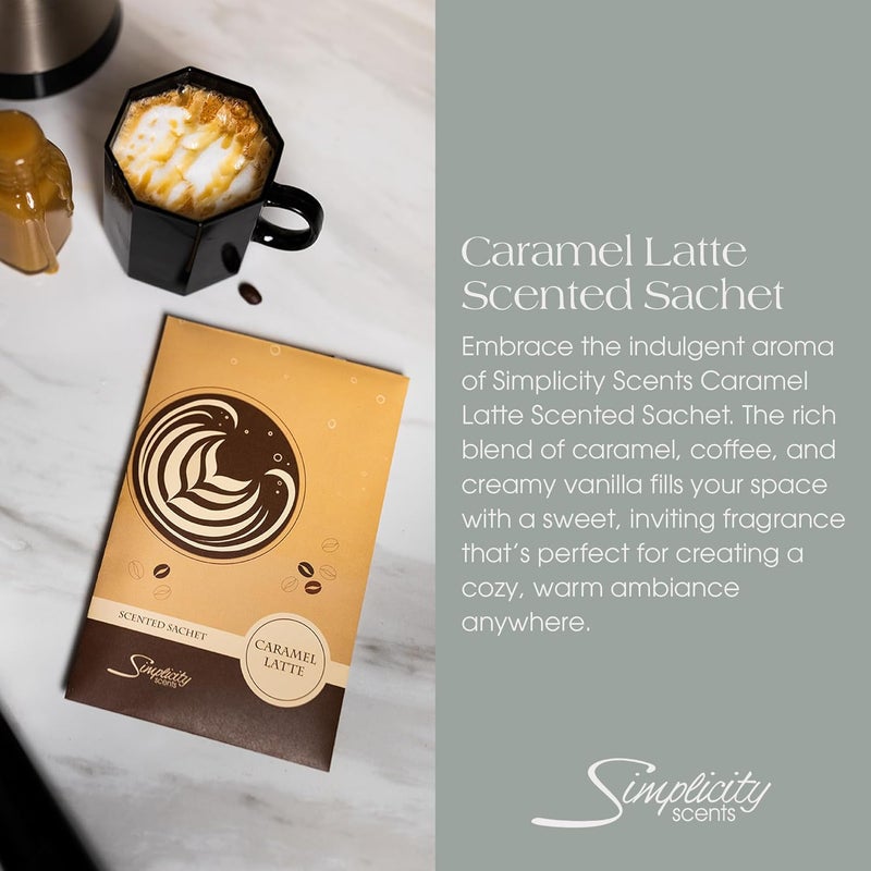 FloralSimplicity Floral Simplicity Caramel Latte Scented Sachets Pack of 6, Fall & Winter - Long-Lasting Scented Bags, Home Fragrance, Air Freshener & Deodorizer for Closet, Room, Drawer, or Cars, Made in The USA - Image 2