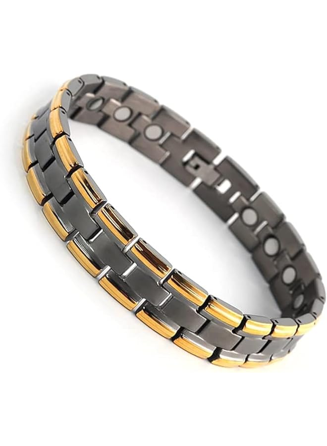 AC&L Elegant Mens Pure Titanium Bracelet Gun Metal & Gold - Image 1