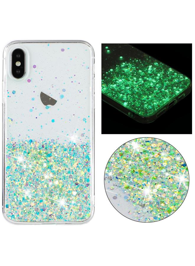 S-TOP Case For iPhone XS Max Transparent Frame Noctilucent Glitter Powder TPU Phone Case - Image 1