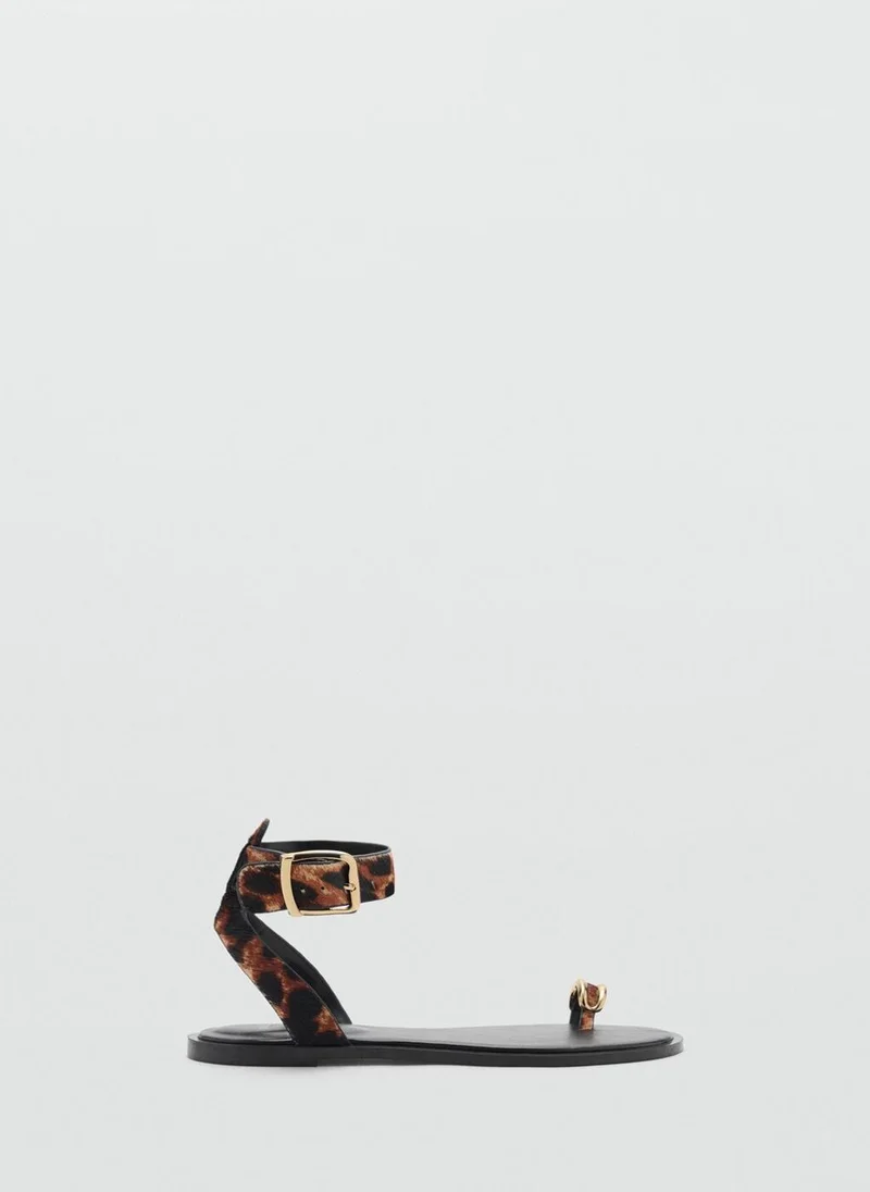 MANGO Animal-Print Leather Sandals