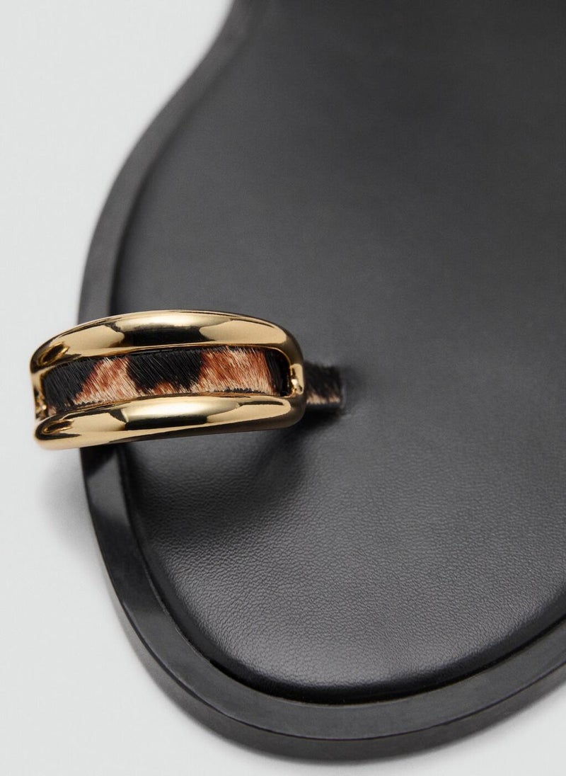 MANGO Animal-Print Leather Sandals  - Image 4