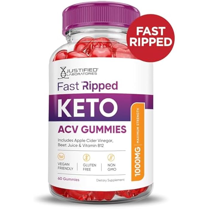 Justified Laboratories Fast Ripped Keto ACV Gummies Advanced Formula 1000MG Fast Ripped Keto Gummies Apple Cider Vinegar Formulated with Pomegranate Beet Juice Powder B12 Vegan Non GMO 60 Gummys - Image 4