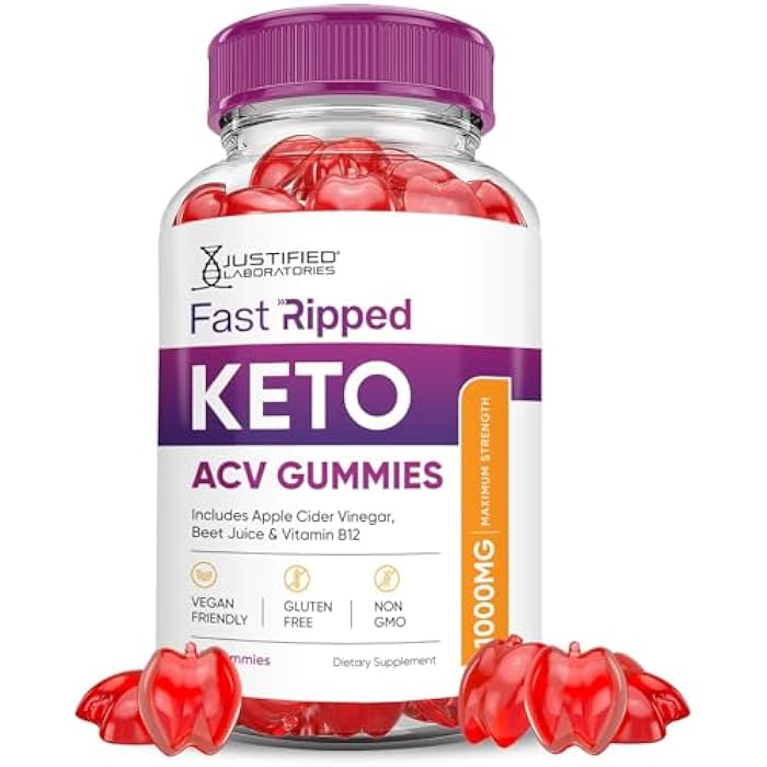 Justified Laboratories Fast Ripped Keto ACV Gummies Advanced Formula 1000MG Fast Ripped Keto Gummies Apple Cider Vinegar Formulated with Pomegranate Beet Juice Powder B12 Vegan Non GMO 60 Gummys - Image 1