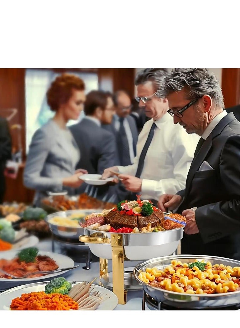 4 Pack Chafing Dish Buffet Set 5 Qt, 5L Stainless Steel Chafing Dishes,Round Catering Warmer Server with Glass Lid & Cover Holder,Food Warmers for Parties, Wedding,Birthday - Image 5